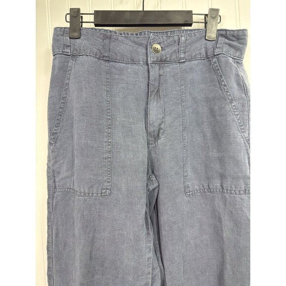 Cynthia Rowley Blue Linen Blend Straight Leg Pants Casual Women's Size 6 Coastal - Picture 5 of 9